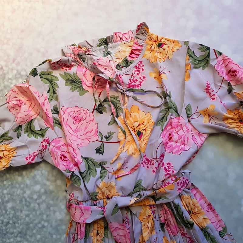 Boho Midi Dress, Pleted Dress Maisie in Pink