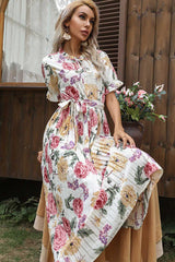 Boho Midi Dress, Pleted Dress Maisie in Whitee