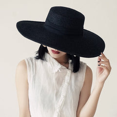Boho Hat, Sun Hat, Beach Hat, Wide Brim Black Straw Hat, Willow