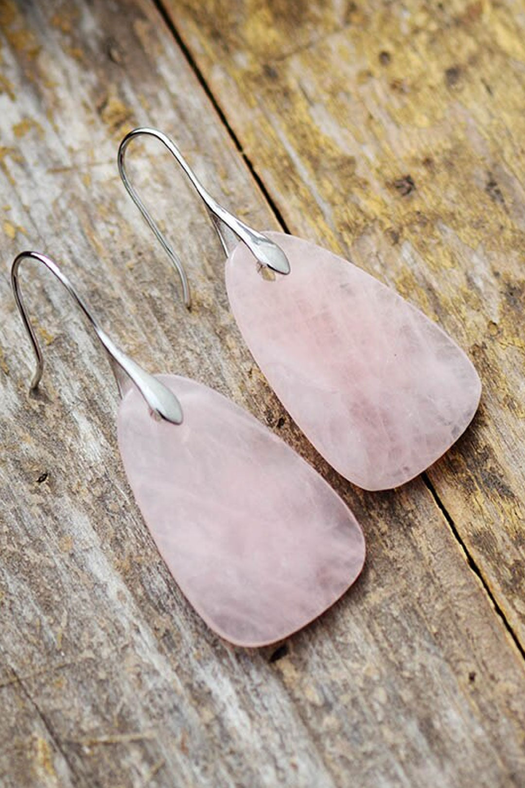 Boho Earrings, Dangle Earrings, Pink Rose Quartz