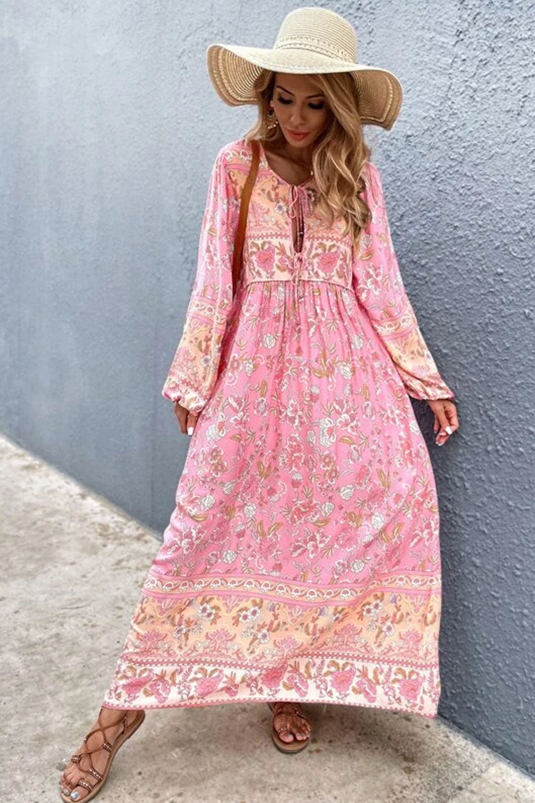 Gown Dress, Boho Maxi Dress, Loose Dress, Carina Rose in Pink