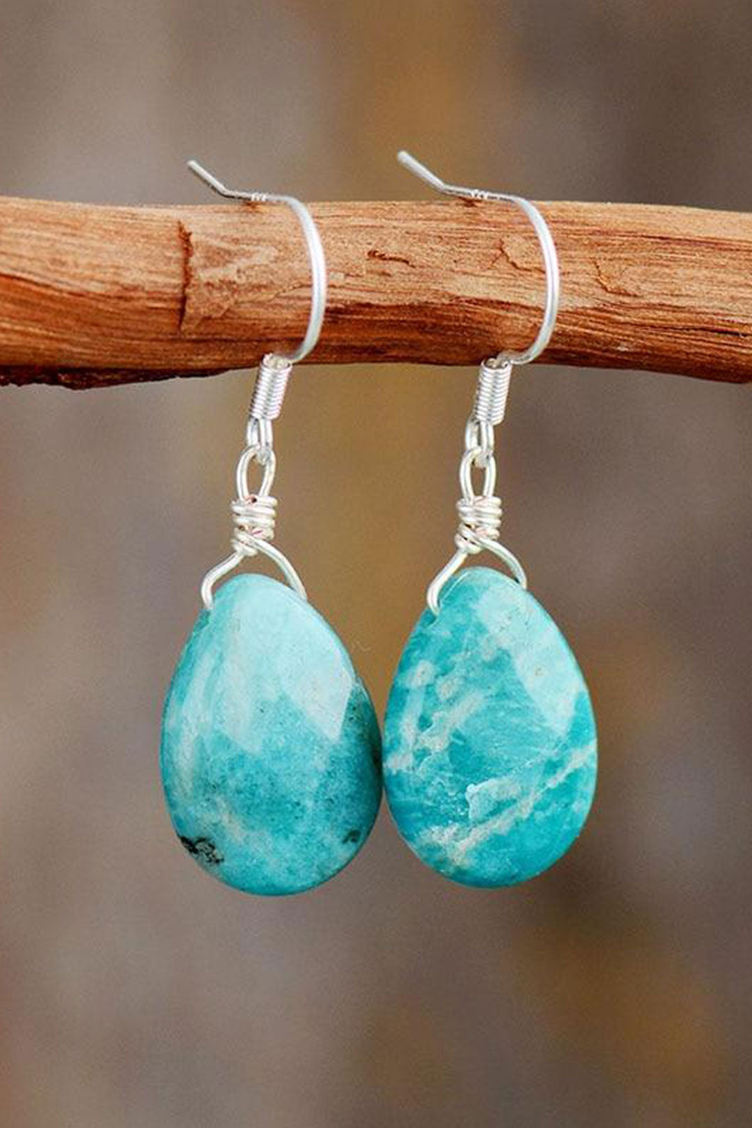 Boho Earrings, Dangle Earrings, Blue Faceted Amazonite