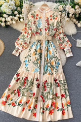 Vintage Dress, Boho Maxi Dress, Gown, White Victoria Flower Garden