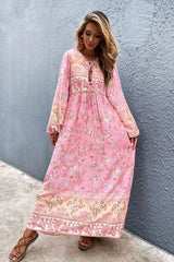 Gown Dress, Boho Maxi Dress, Loose Dress, Carina Rose in Pink