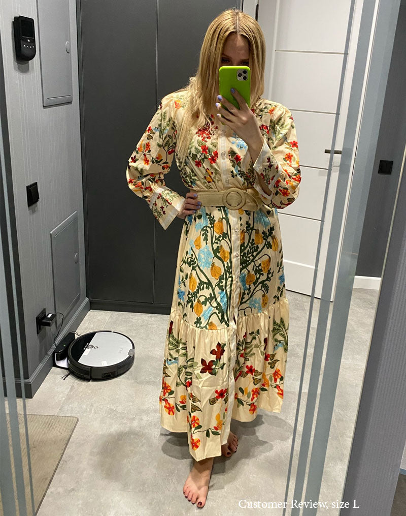 Vintage Dress, Boho Maxi Dress, Gown, White Victoria Flower Garden