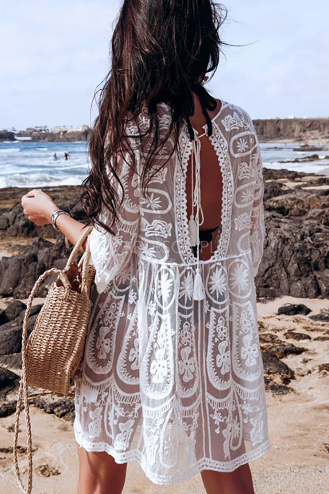 Boho Boho Mini Dress, Beach Dress, Cover up Dress, Cover up Dress,, White Lace Maya