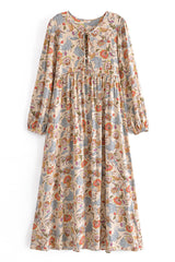 Gown Dress, Boho Maxi Dress, Loose Dress, Everly in White Peach