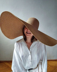 Boho Hat, Sun Hat, Beach Hat, Extra Large Wide Brim, Straw Hat, Black, White, Blue, Navy and more 19 colors (Soft, 25 cm)