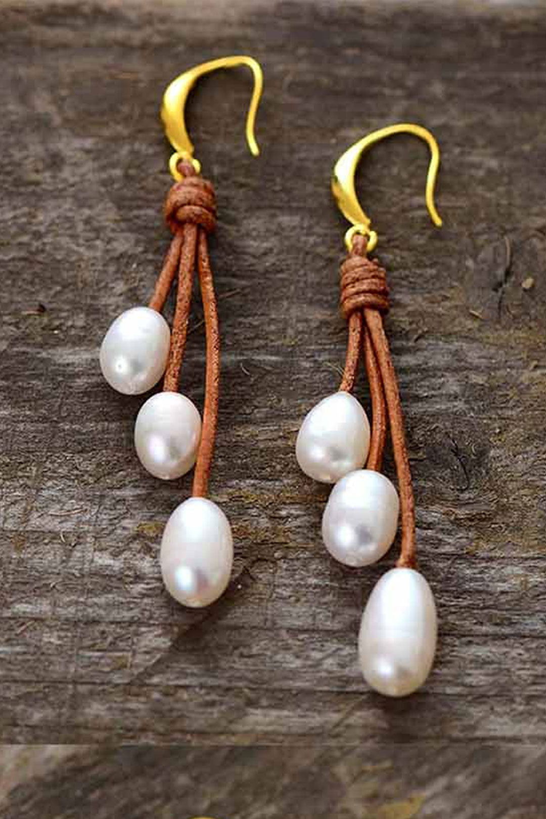 Boho Earrings, Dangle Earrings, Rope White Peal