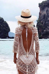Boho Boho Mini Dress, Beach Dress, Cover up Dress, Cover up Dress,, White Lace Ivy