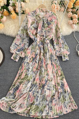 Vintage Dress, Boho Maxi Dress, Gown, Pink Rose Garden