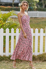 MaxiDress, Boho Dress, Strappy Sundress, Pink Vine
