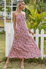 MaxiDress, Boho Dress, Strappy Sundress, Pink Vine