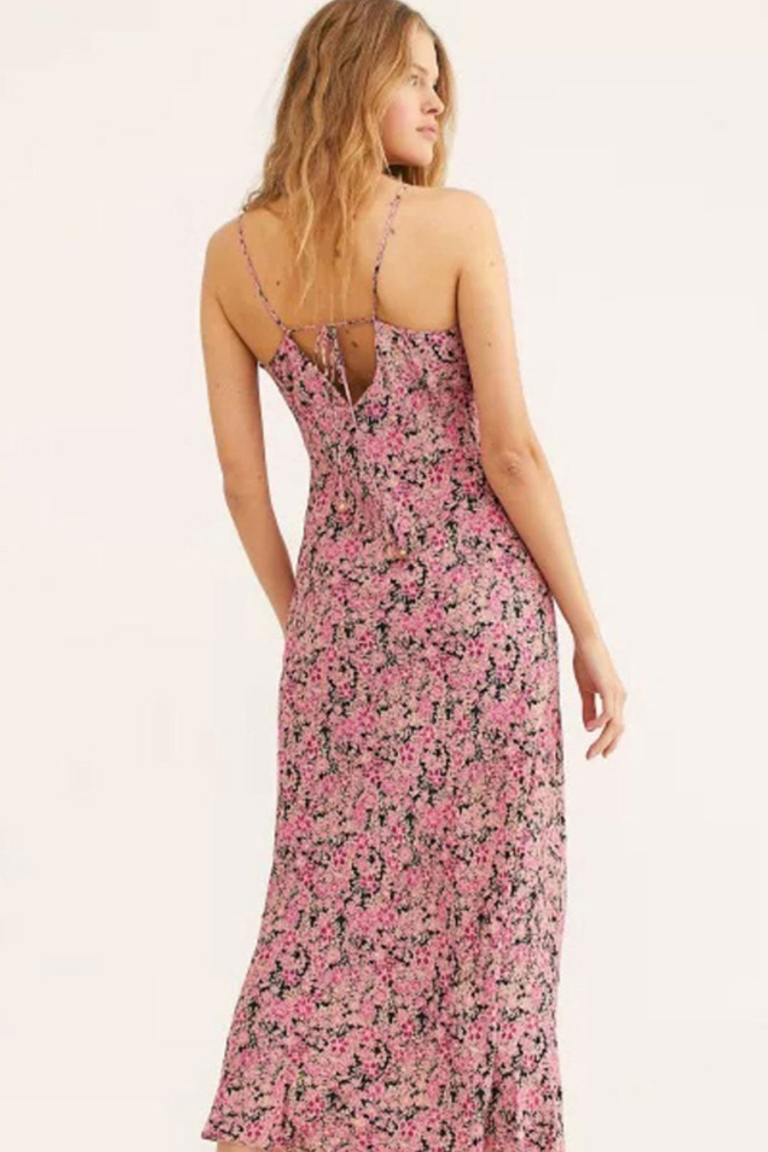 MaxiDress, Boho Dress, Strappy Sundress, Pink Vine
