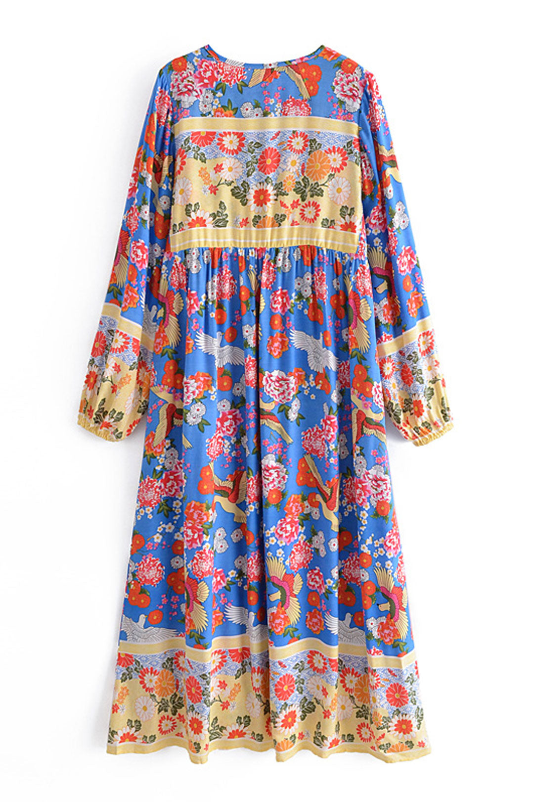 Gown Dress, Boho Maxi Dress, Loose Dress, Irma Peony Blue Bird