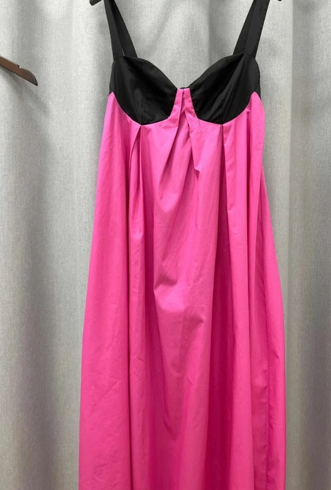 Boho Beach Maxi Dress - Pink Spaghetti Strap - Backless Bow Tie Loose Slip Long Dress