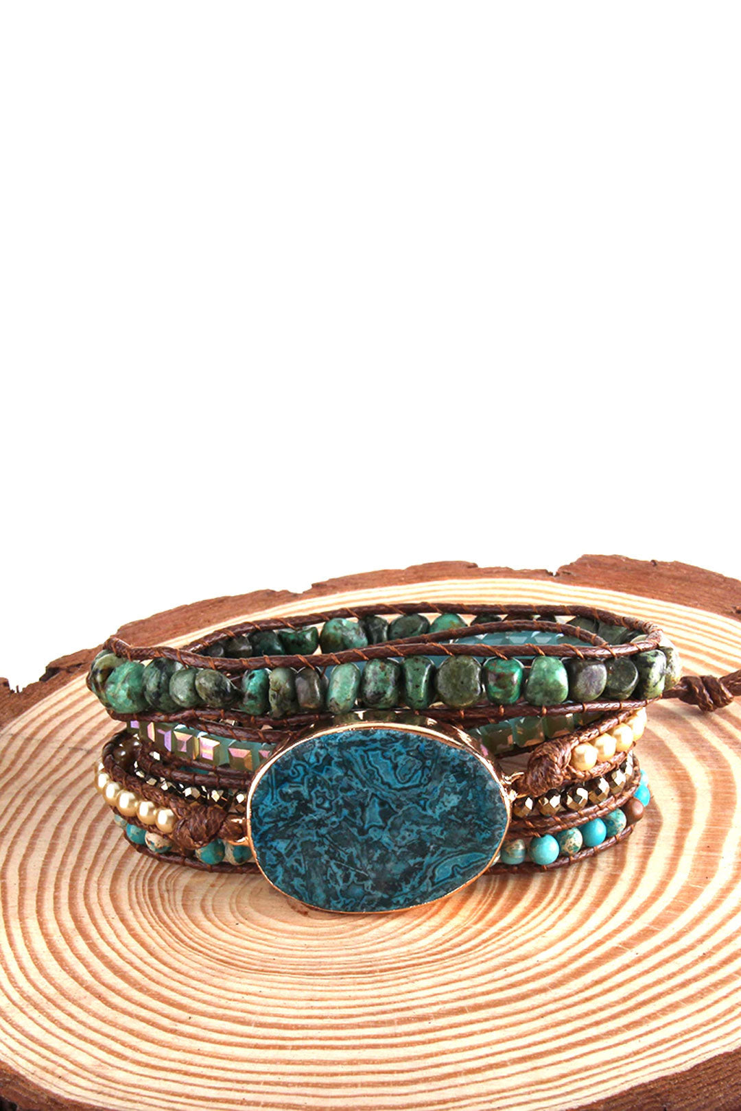 Boho Bracelet, RH 5 Layers Leather Wrap Bracelet, Black Onyx