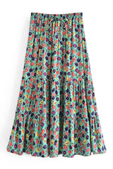 Boho Skirt, Hippie Skirts, Midi Skirt, Camila Flower in Green