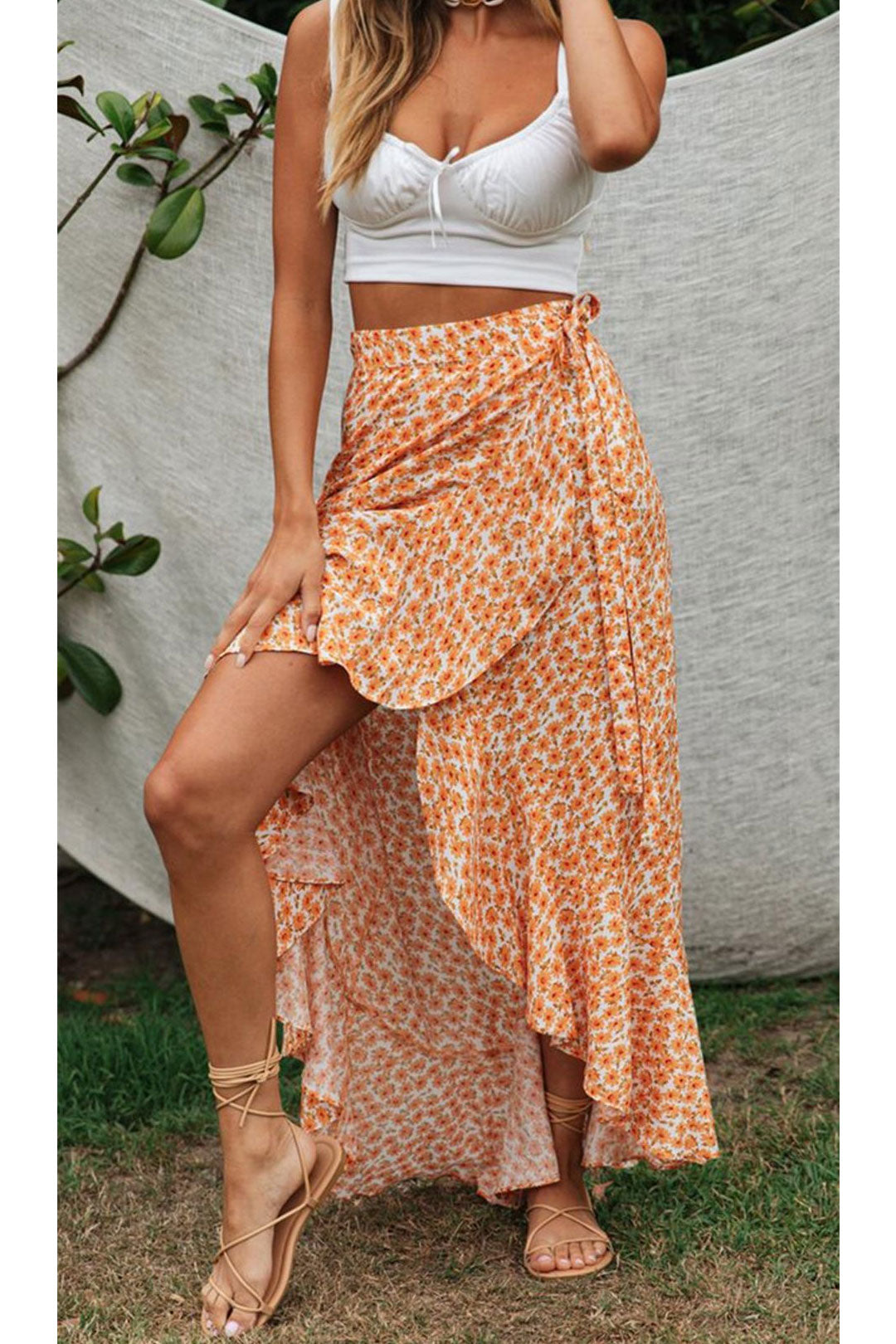 Boho Skirt, Hippie Skirts, Wrap Skirt, Zingy Orange