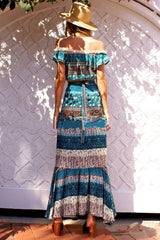 Boho Two Piece Set, Two Piece Skirt Set, Wild Boho Tassel in Green