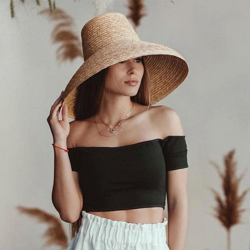 Boho Hat, Sun Hat, Beach Hat, Wide Brim Straw Hat, High Crown