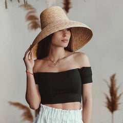 Boho Hat, Sun Hat, Beach Hat, Wide Brim Straw Hat, High Crown