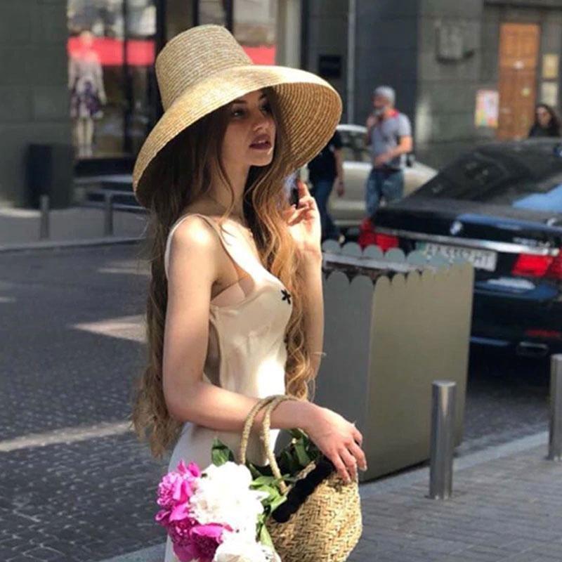 Boho Hat, Sun Hat, Beach Hat, Wide Brim Straw Hat, High Crown