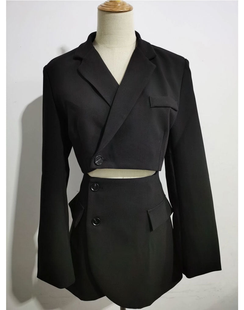 Vintage  Two Piece Set, Matching Crop Blazer and Mini Skirt, Charlotte in White Ivory
