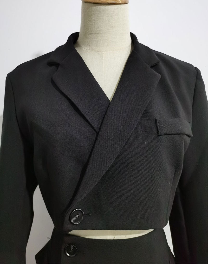 Vintage  Two Piece Set, Matching Crop Blazer and Mini Skirt, Charlotte in White Ivory
