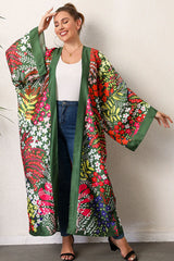 Boho Robe, Kimono Robe, Silk robe, Beach Cover up, Greenery Galore