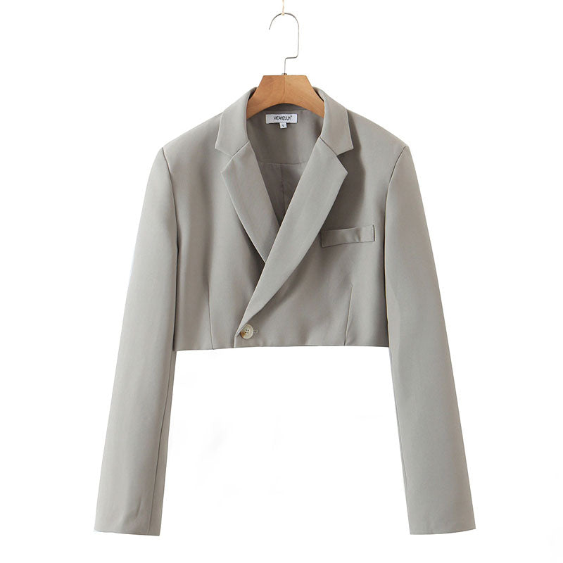 Vintage  Two Piece Set, Matching Crop Blazer and Mini Skirt, Charlotte in Fawn Beige and Green