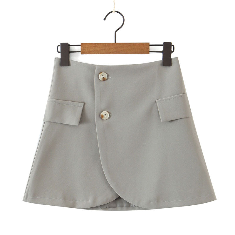 Vintage  Two Piece Set, Matching Crop Blazer and Mini Skirt, Charlotte in Fawn Beige and Green