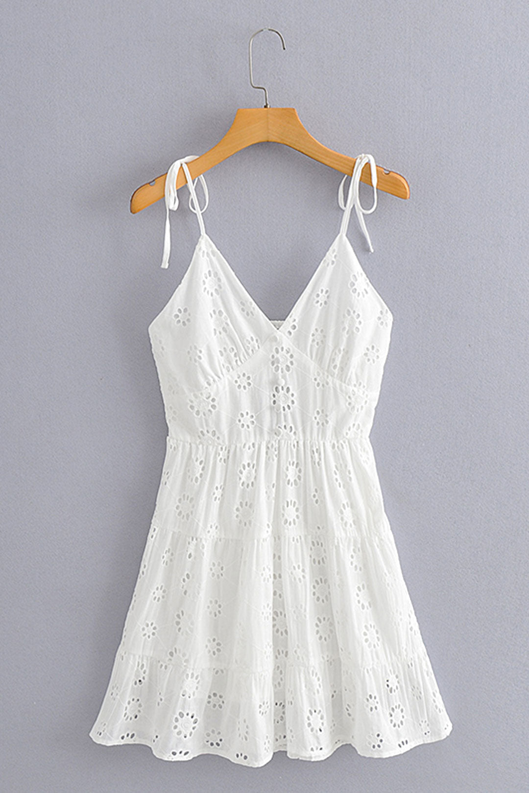 Boho Mini Dress Strappy, Embroidered Dress, Vintage White Lace Harper