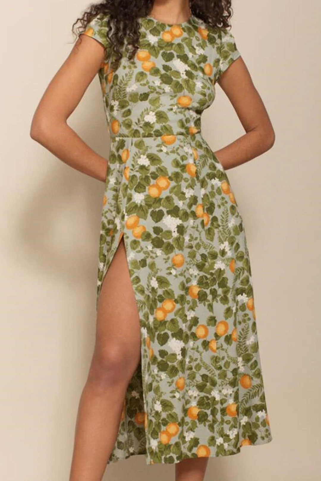 Boho Midi Dress, Madarin Garden Green