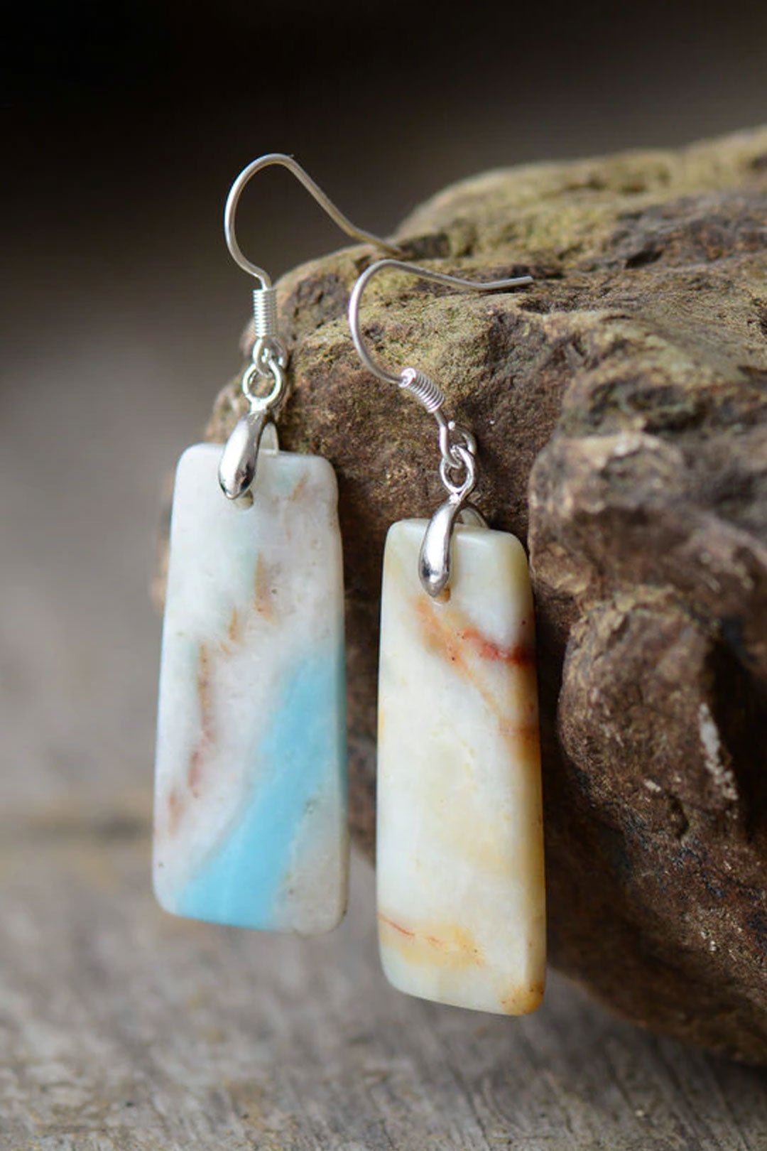 Boho Earrings, Dangle Earrings, Maya Blue Amazonite