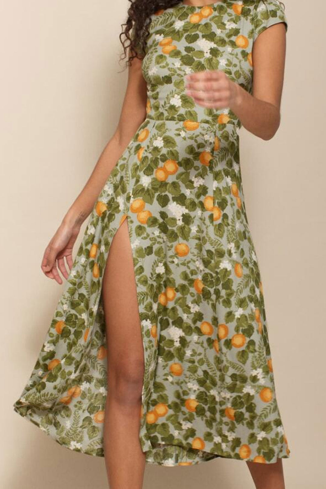 Boho Midi Dress, Madarin Garden Green