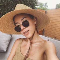 Boho Hat, Sun Hat, Beach Hat, Straw Jazz Hat, Beige, Pink