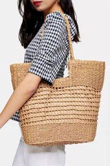 Boho Bag, Woven Straw Basket Bag, Rattan Bag, Brown Alana
