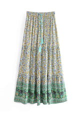 Boho Skirt, Hippie Skirts, Maxi Skirt, Esme Flower in Green