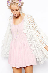 Boho Cardigan,Vinatge Crochet Cardigan Blouse, Marry White and Apricot
