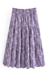 Boho Skirt, Hippie Skirts, Midi Skirt, Mariana in Lace White, Purple and Black