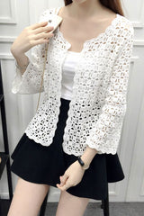 Boho Cardigan,Vinatge Crochet Cardigan Blouse, Marry White and Apricot