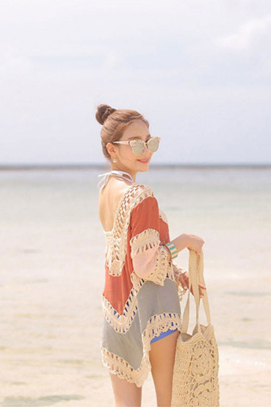 Boho Boho Mini Dress, Beach Dress, Cover up Dress, Orange Dream Catcher