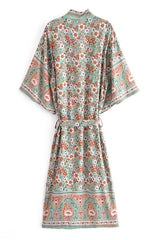 Boho Robe, Kimono Robe,  Beach Cover up, Amora in Sage Green