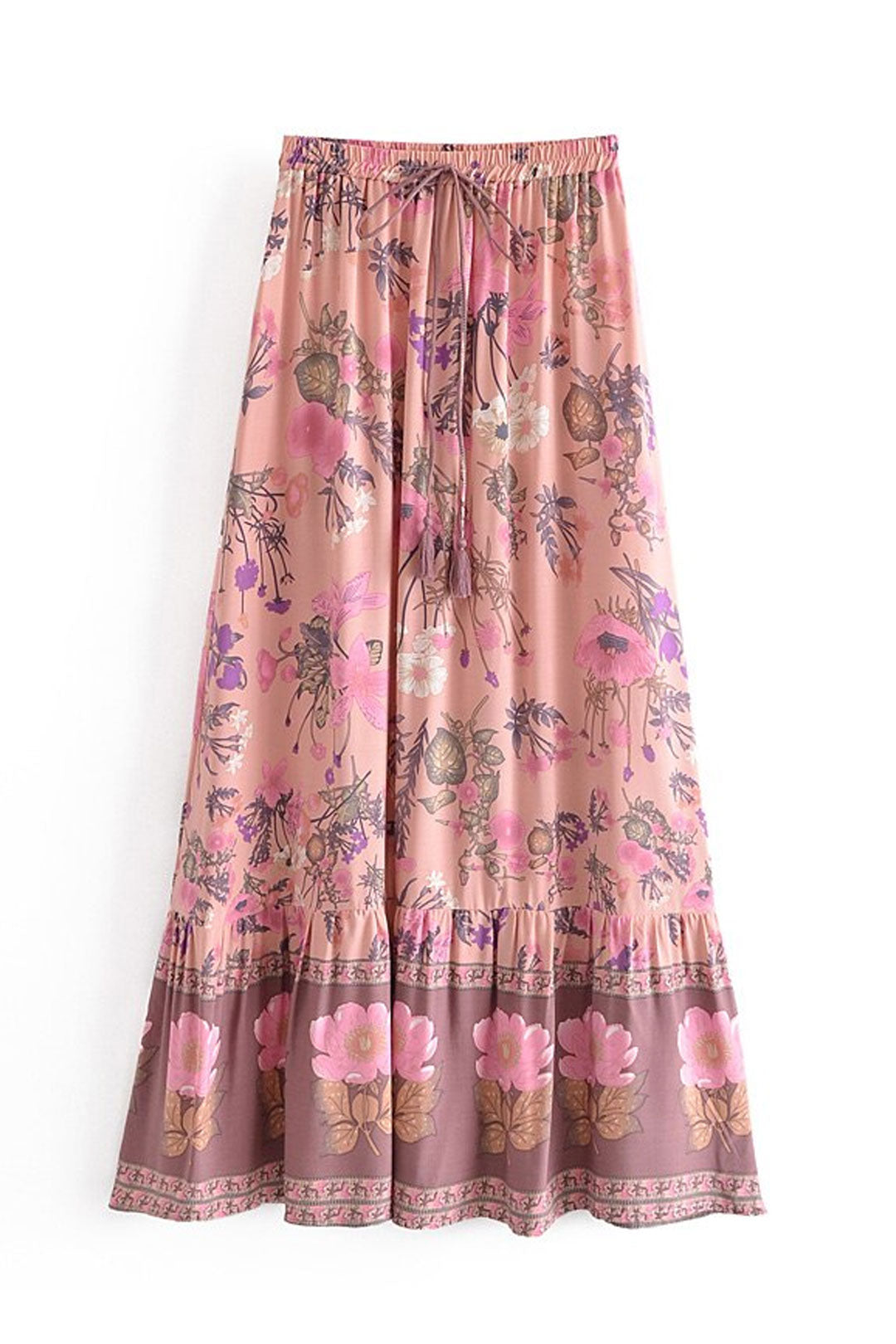 Boho Skirt, Hippie Skirts, Maxi Skirt, Adrienne Flower in Yellow and  Pink