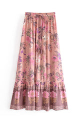 Boho Skirt, Hippie Skirts, Maxi Skirt, Adrienne Flower in Yellow and  Pink