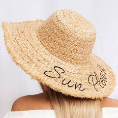 Boho Hat, Sun Hat, Beach Hat, Wide Brim Raffia Hat, Beige Sun Please