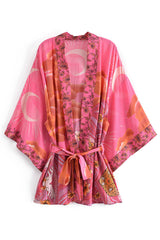 Boho Robe, Kimono Robe,  Beach Cover up, Moon Light in Pink