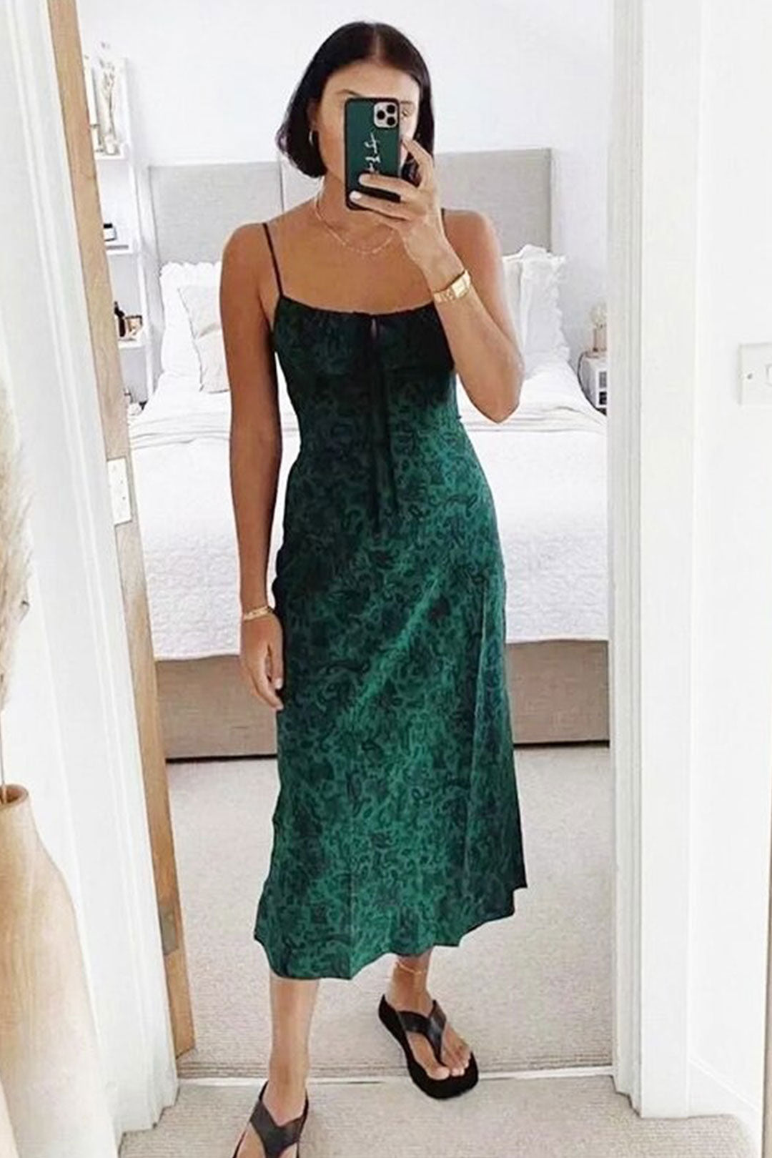 Boho Maxi Dress, Strappy Sundress, Missy Daisy in Green