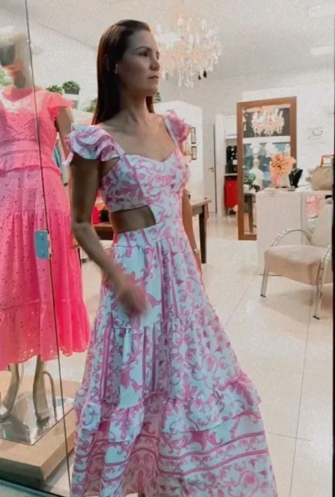 Boho Beach Dress - Backless Summer Vacation Vibes - Pink Wine Flower